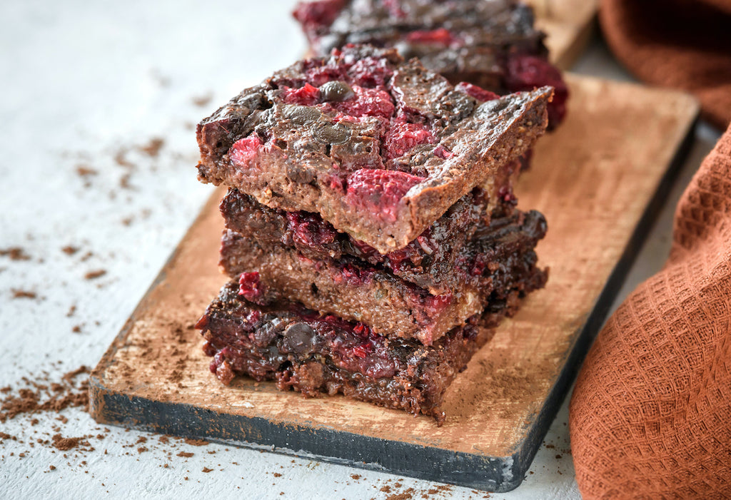 Raspberry Chocolate Chip Protein Brownies